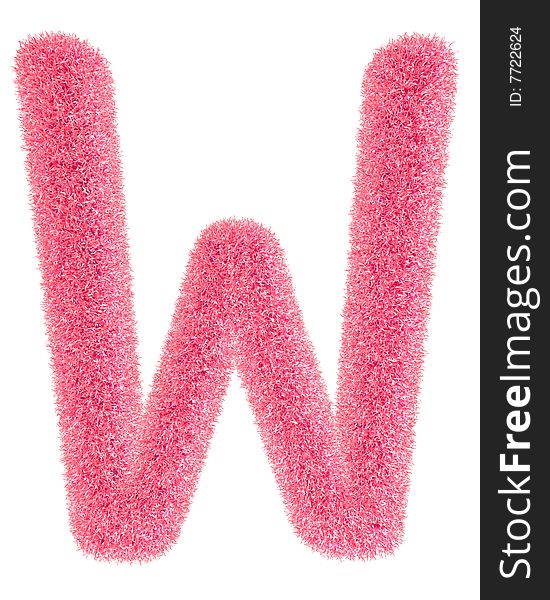 Furry pink letter isolated on the white backround. Including clipping path.