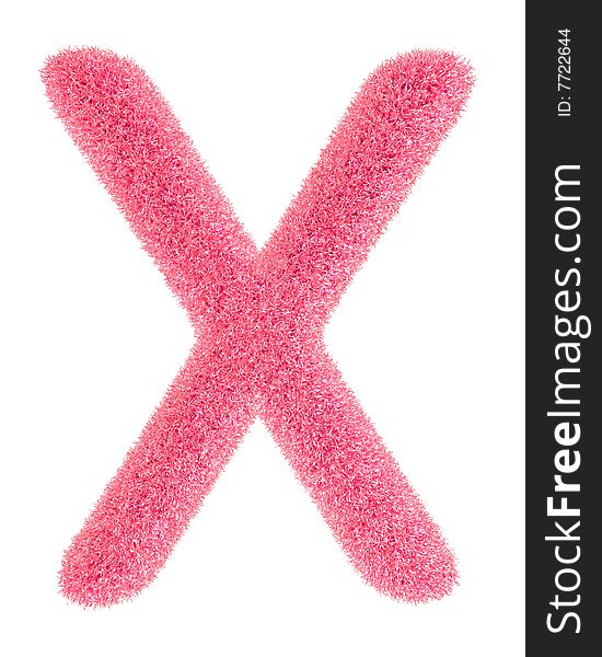 Furry pink letter isolated on the white backround. Including clipping path.