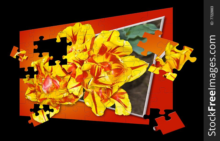 Illustration of a puzzle on a black background.