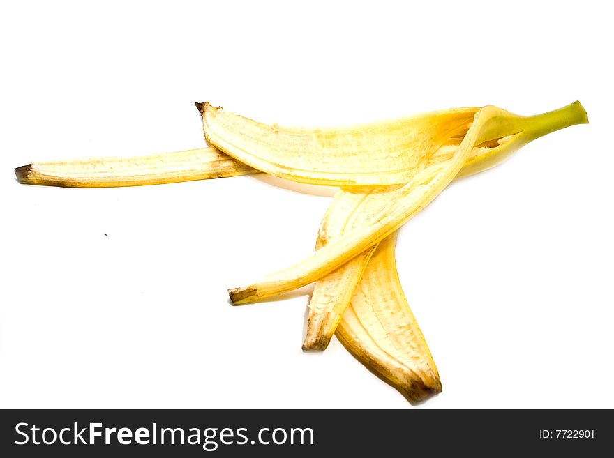 Skin of banana on a white background. Skin of banana on a white background