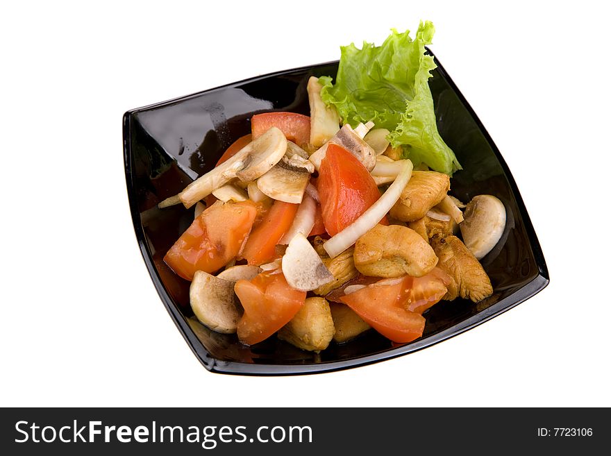 Fresh Healthy Salad Over White Background