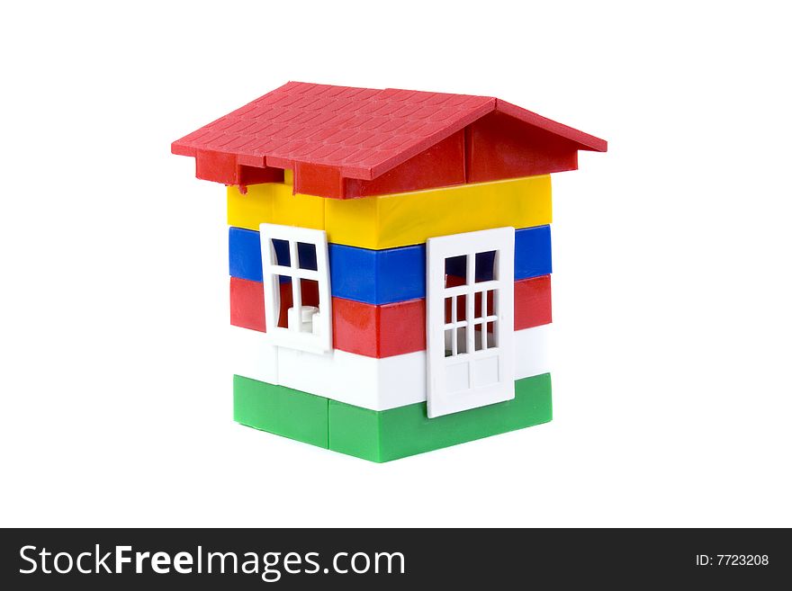 Constructor toy house close-up isolated on a white background. Constructor toy house close-up isolated on a white background