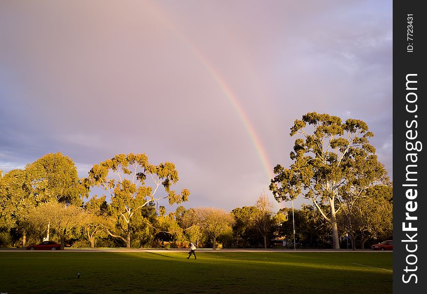 Rainbow in the sky with grassplot. Rainbow in the sky with grassplot