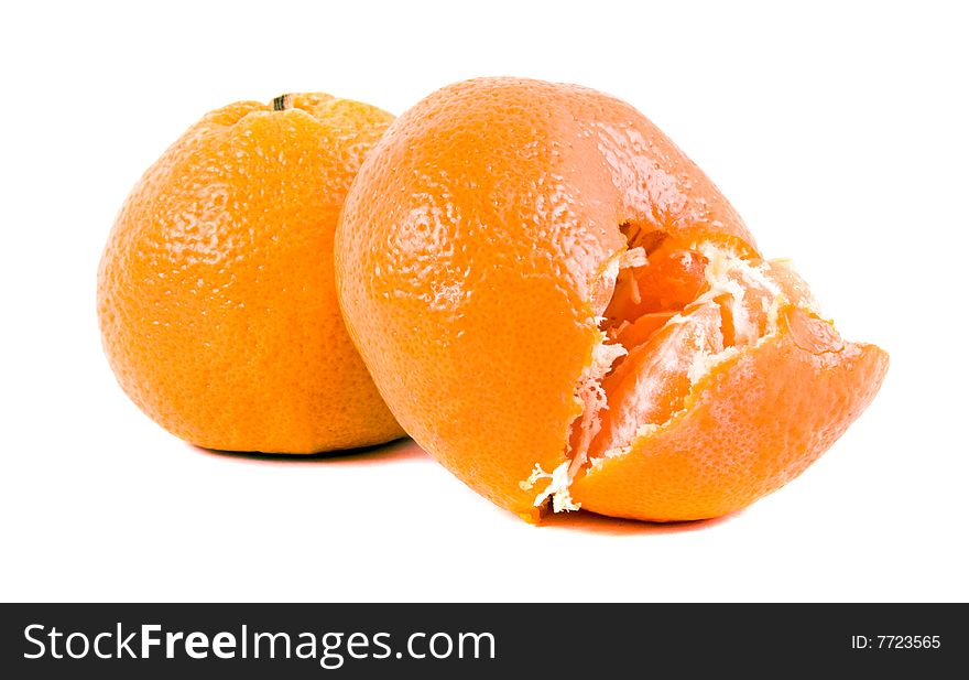 Appetizing mandarine close-up isolated on a white background