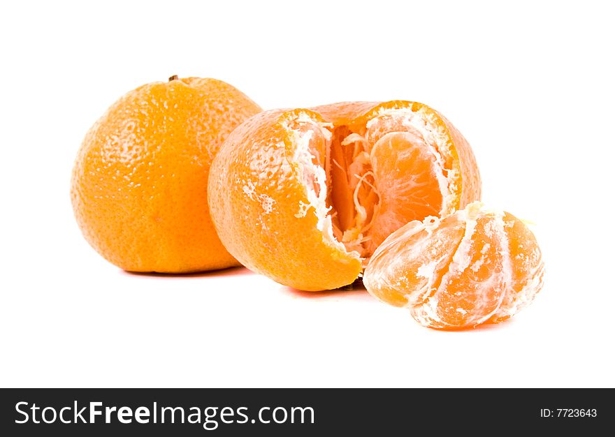 Appetizing mandarine close-up isolated on a white background