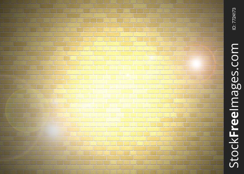 Illustration of brick wall and light