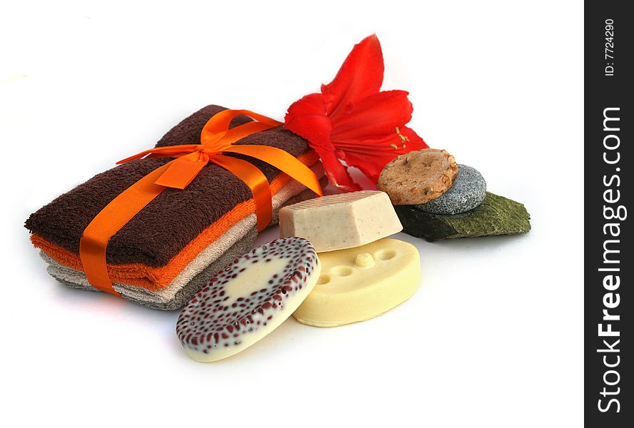 Isolated still-life natural spa products. Isolated still-life natural spa products