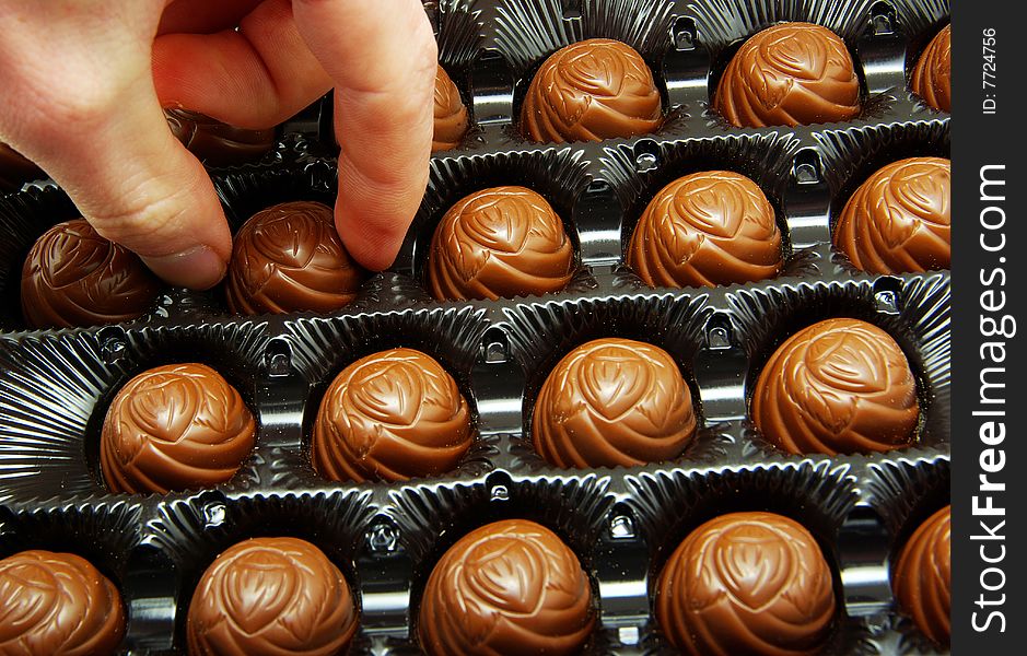 Delicious chocolate truffles in box