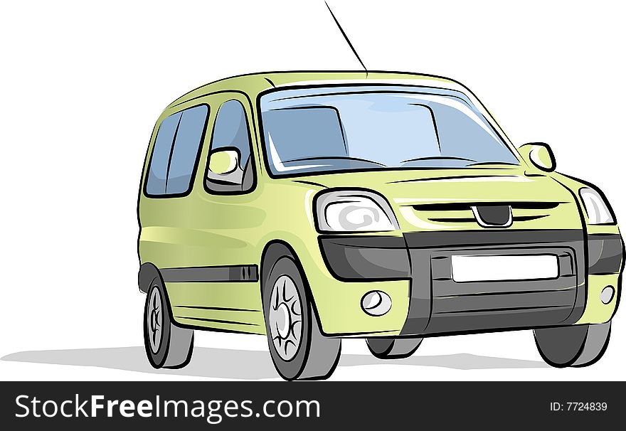 Modern drawing of the big yellow car, . Modern drawing of the big yellow car,