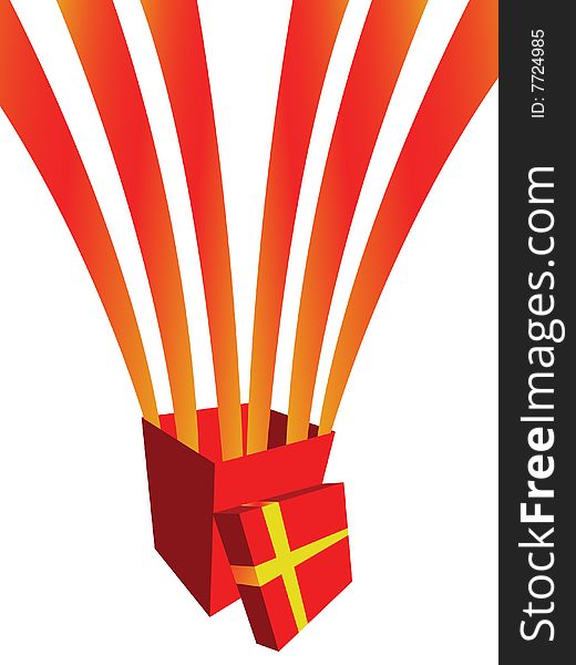 Red gift box, vector illustration