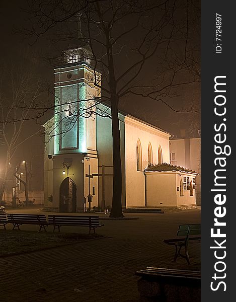 Beautiful church in Poland by night. Beautiful church in Poland by night