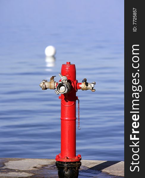 Sea marine fire protection hydrant in mediterranean sea. Sea marine fire protection hydrant in mediterranean sea