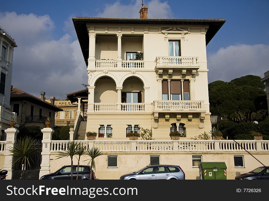 A house built in liberty style in Genoa (Liguria, Italy). A house built in liberty style in Genoa (Liguria, Italy)