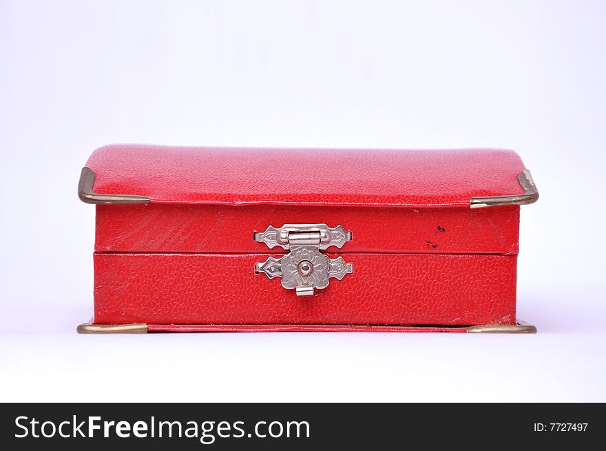 Red box with white background