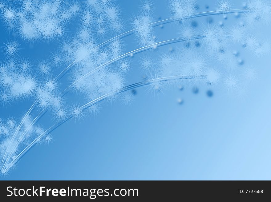 Blue winter gradient background with snowflakes and bubbles. Blue winter gradient background with snowflakes and bubbles