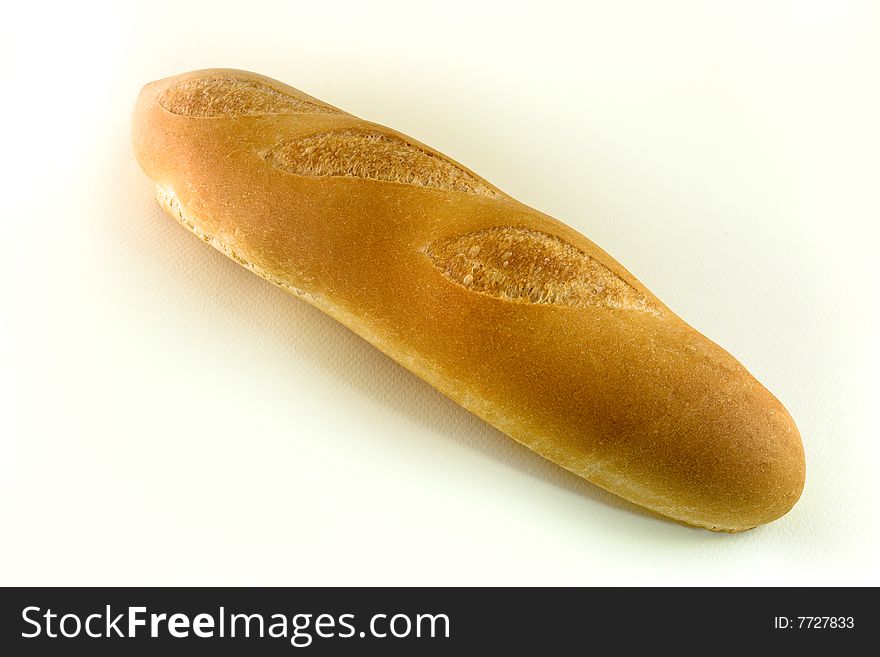 French baguette on white background