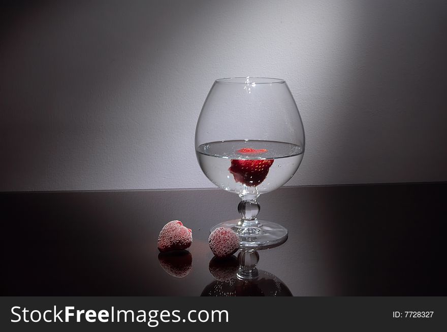 Wine glass and berries. Romantic picture. Wine glass and berries. Romantic picture.