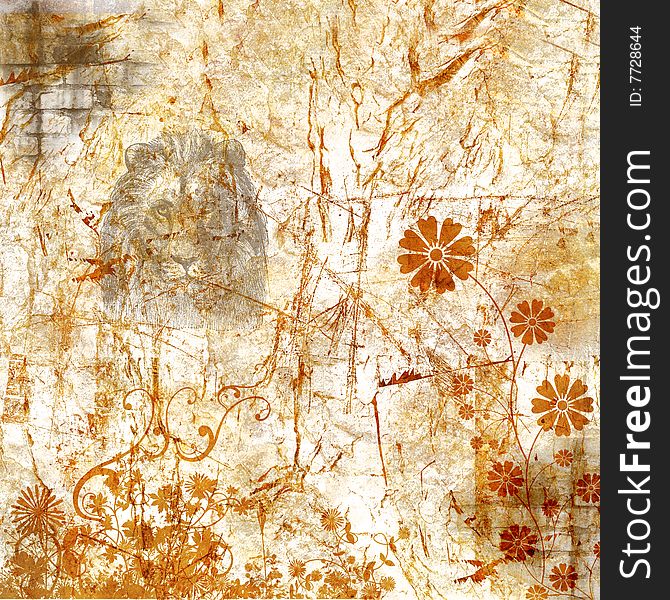 Grunge background with splats, stains, textures, cracks and floral. Grunge background with splats, stains, textures, cracks and floral