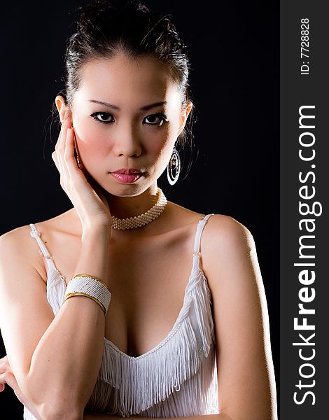 Stylish asian young woman face expression. Stylish asian young woman face expression