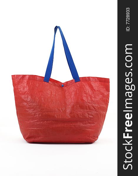 Red shopping bag on white