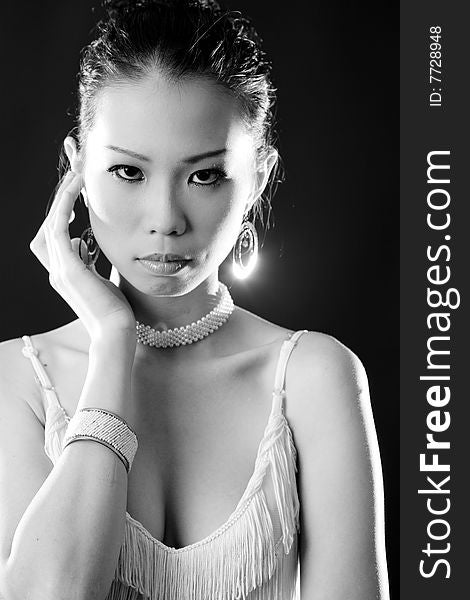 Stylish asian young woman face expression. Stylish asian young woman face expression