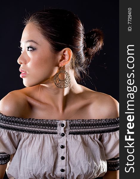 Stylish asian young woman face expression. Stylish asian young woman face expression