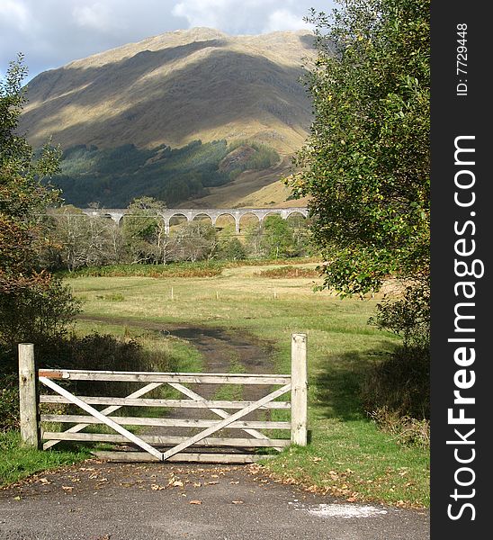 Mountain,bridge And Gate In Scotland