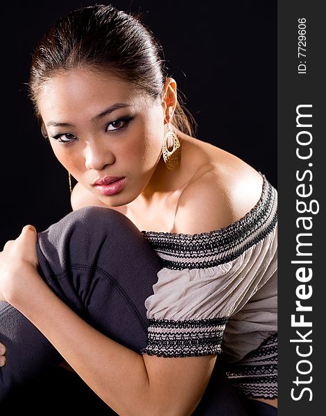 Stylish asian young woman face expression. Stylish asian young woman face expression