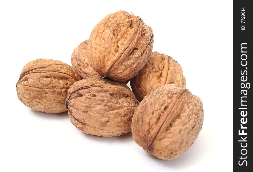 Close up of walnut on white background. Close up of walnut on white background