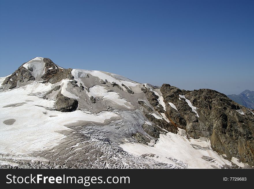 Mountains covered with snow and ice