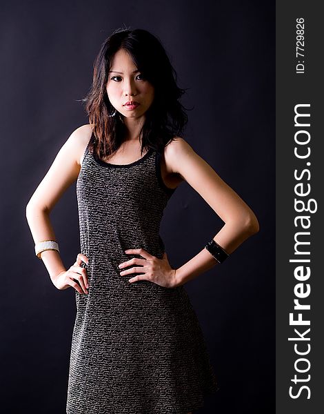 Stylish asian young woman face expression. Stylish asian young woman face expression