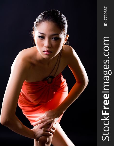 Stylish asian young woman face expression. Stylish asian young woman face expression