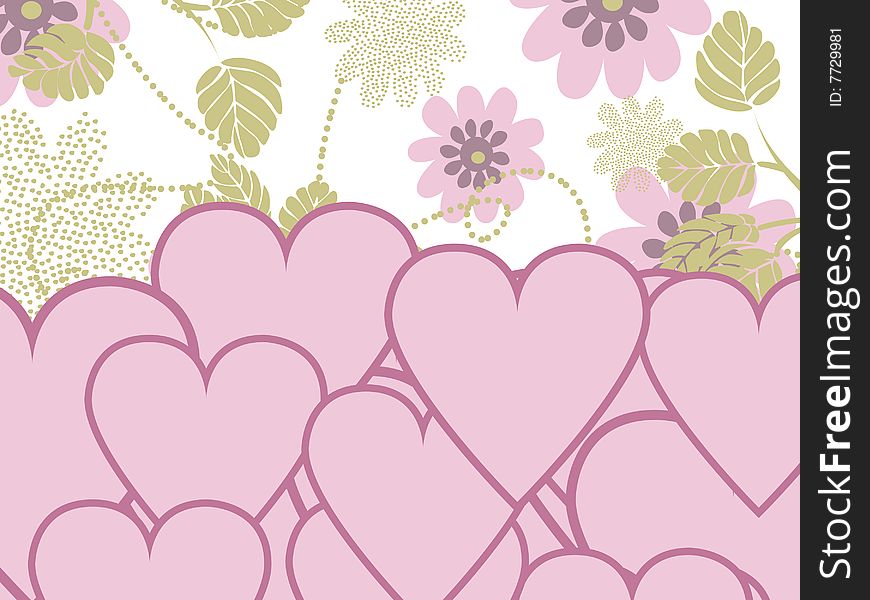 Valentines day background with hearts, vector illustration