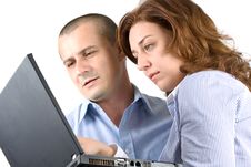 Business Woman And Man Working Together Stock Photos