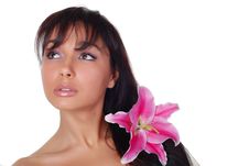 Woman With Lily Stock Photography
