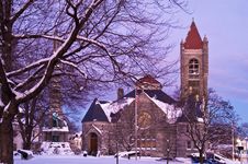 Church In A Winter Evening Royalty Free Stock Photo Church In A Winter Evening Royalty Free Stock Photo