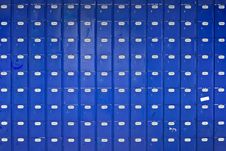 Long Wall Of Blue Post Office Boxes Royalty Free Stock Photography