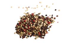 Heap Of Four Kind Of Pepper Stock Photography