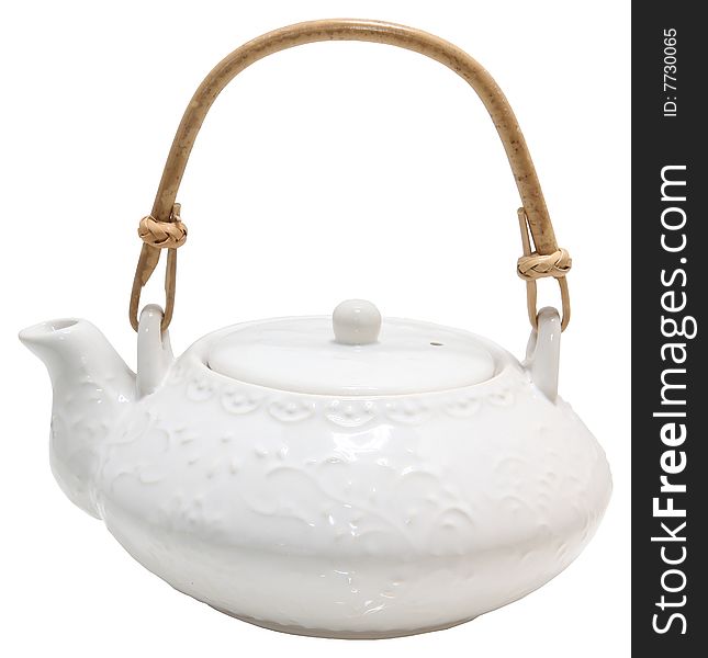 White oriental tea pot over white. White oriental tea pot over white.