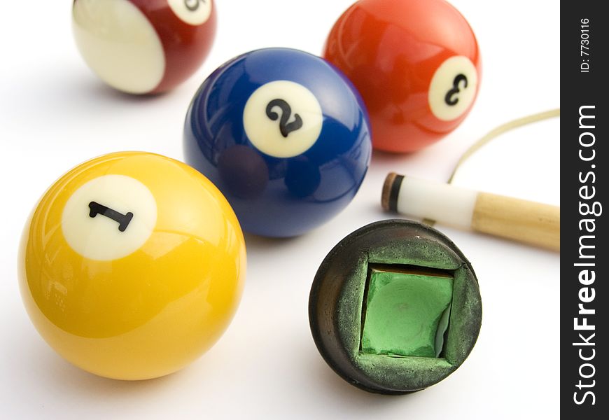 Billiard balls on the white background. Billiard balls on the white background