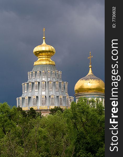 Tower and churches in monastery New Jerusalem