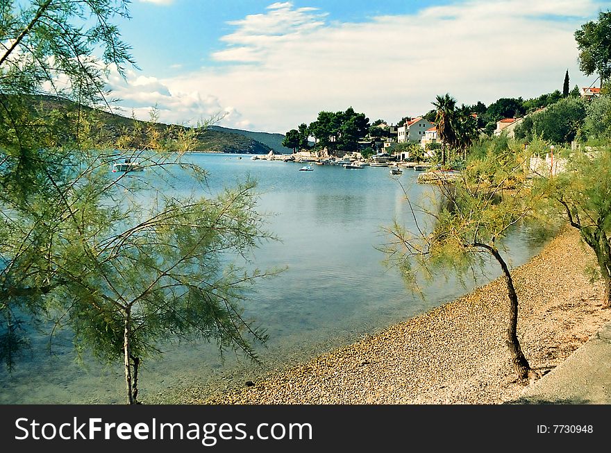 Landscape of a bay of the Adriatic sea in Croatia