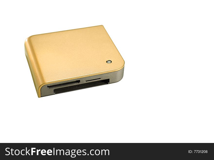 Golden card reader isolated on white