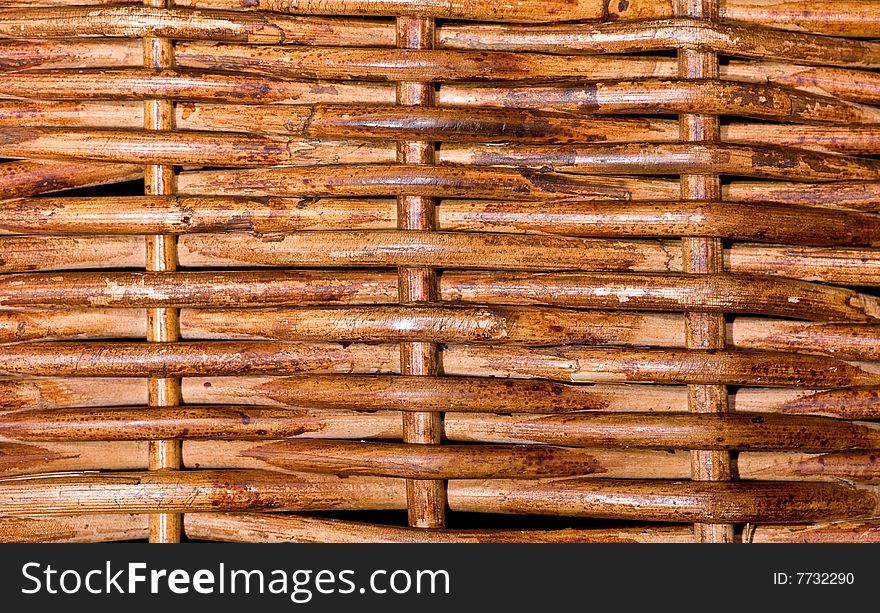 A closeup of a woven basket, rough texture