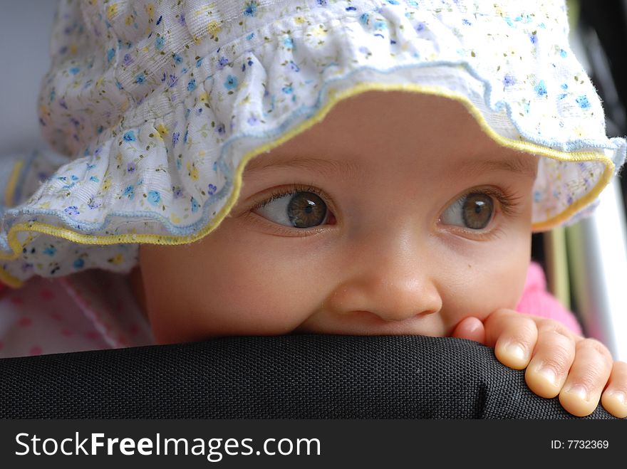 Little girl in  hat portrait. Little girl in  hat portrait