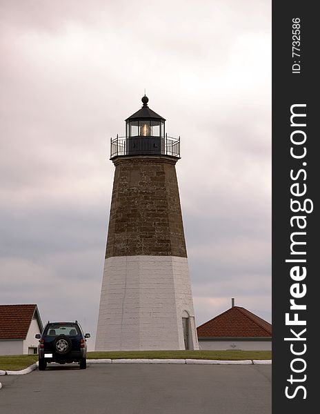 Lighthouse in the winter , picture was taken in Judith Point