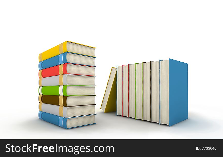 Pile of books - isolated on white background - 3d render