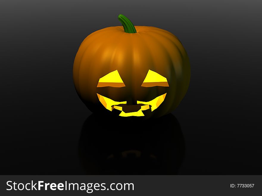 Old halloween pumpkin - 3d render on black