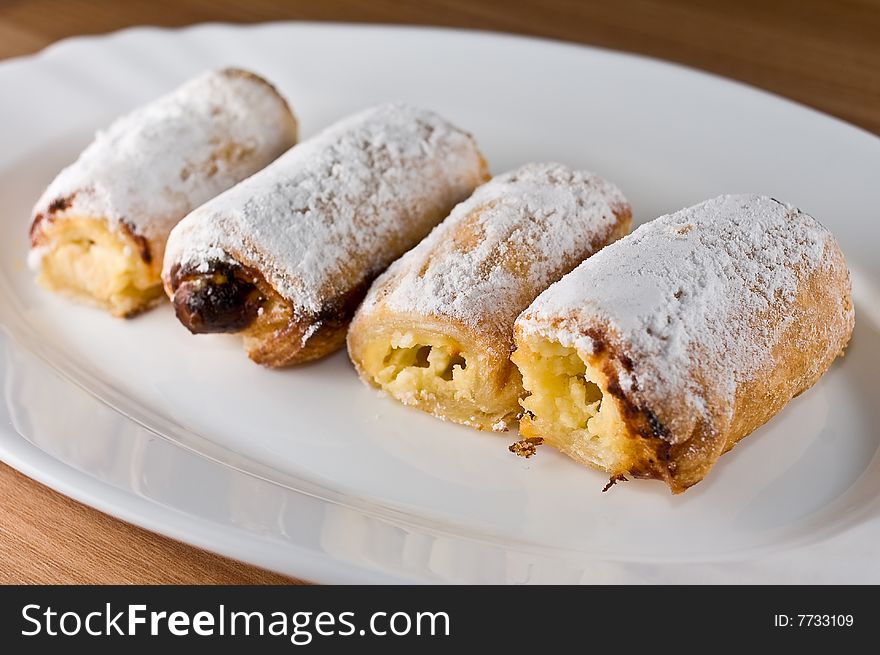 Mini roulade filled with cheese. Mini roulade filled with cheese