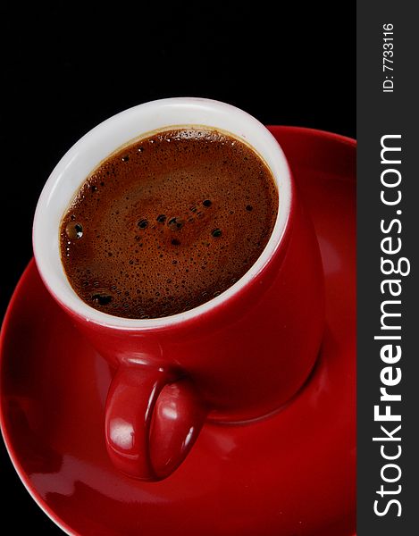 Coffee closeup in black background